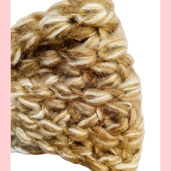 NWT Warm Boho Tan And Silver Sparkly Crocheted Winter Headband - Picture 4 of 4